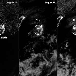 Спутники сфотографировали пожар на острове Гран-Канария